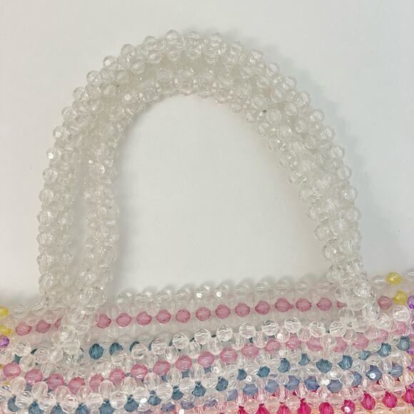 Aqua Samira Striped Beaded Mini Tote Handbag Clear Multicolor Bloomingdales - Picture 6 of 9